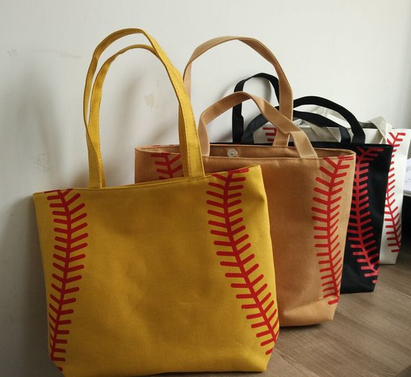 

4 colors in stock small baseballl cycling Lady Canvas Bag Shoulder baseball Women's Handbag Cute Canva Tote Bag basketball bag