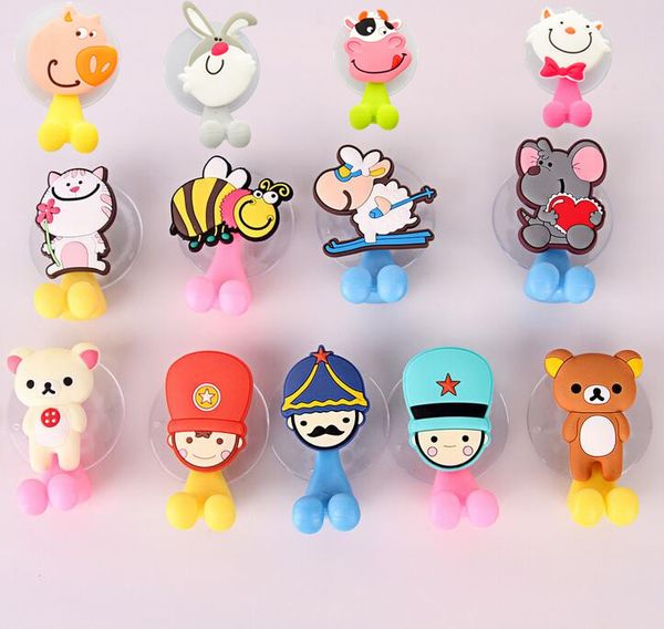 

wholesale- 1 pc 2016 new arrival cute cartoon sucker toothbrush holder suction hooks bathroom set accessories eco-friendly