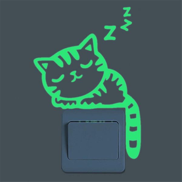

wholesale- cute creative cat luminous noctilucent glow in the dark switch wall sticker home decoration