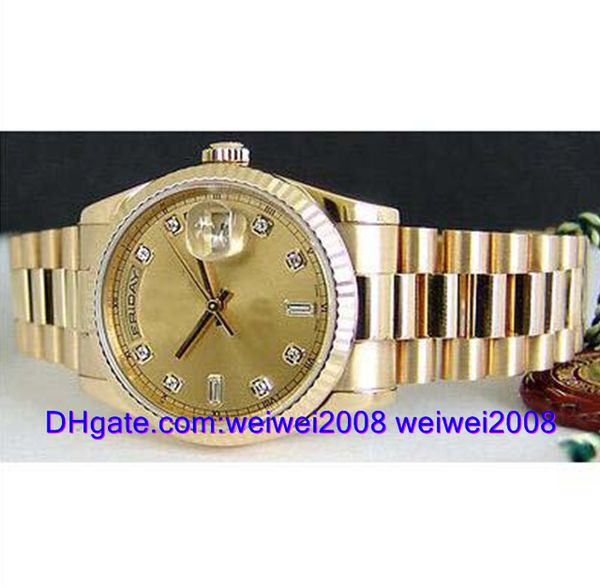 

Luxury watch +gift box Men's 18kt Gold President CHAMPAGNE Diamond 118238