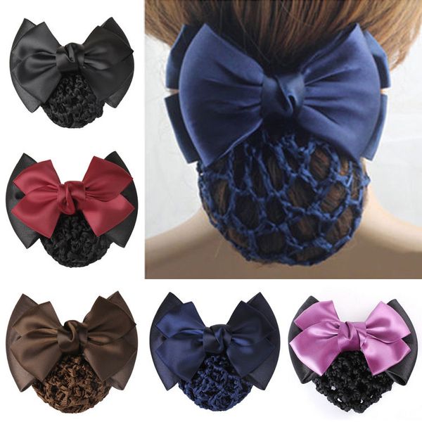 Vogue Women Bow Barrette Hair Clip Cover Bowknot Bun Snood Hair Accessories #R70