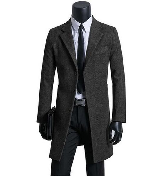Acheter Vêtements Pour Hommes Trench Coat Manteau Manteaux De Laine Manteaux Mens Costumes Gris Clair Casaco Longo Masculino Plus La Taille S 9xl De