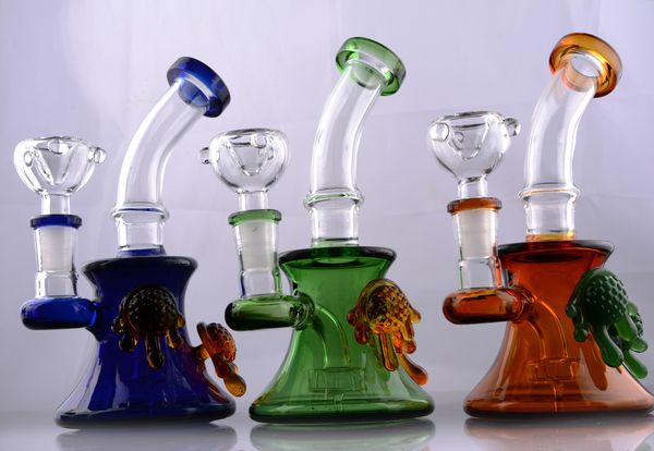 Bunte Becherbong, Mini-Glasbongs, kleines Cheech-Wasserglas mit 14-mm-Schliff, grüner Becher