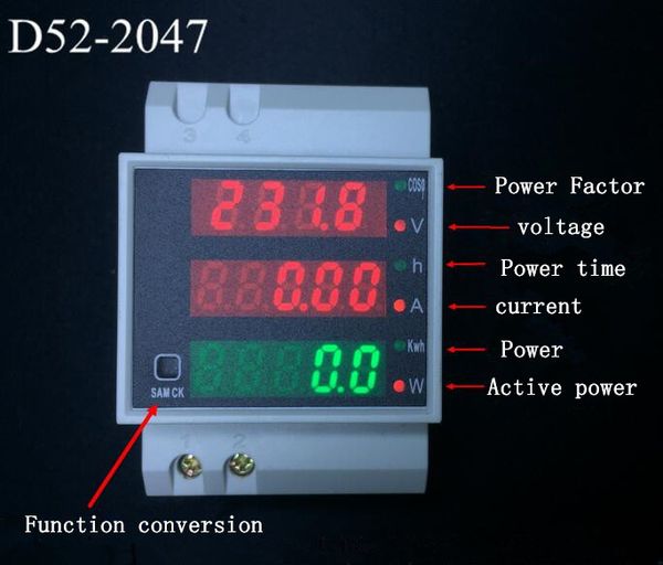 New Analysis Device Din Rail Dual Led Display Digital AC Voltmeter Ammeter Volta