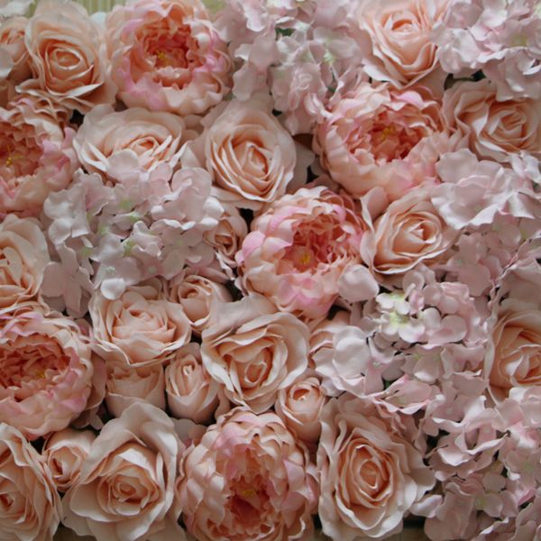 Acheter New Artificiel Rose Lumière Rose Hortensia Pivoine Fleur Mur Pour La Toile De Fond De Mariage Ou Pelouse Pilier Route Plomb Décoration De