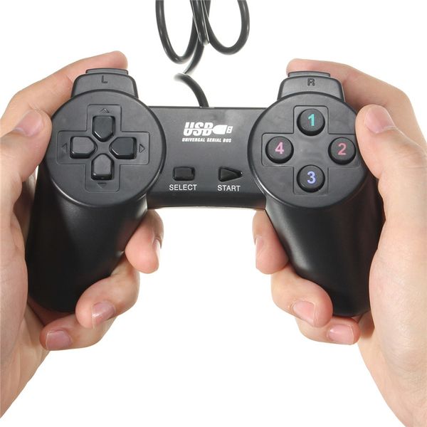 Siyah USB 2.0 kablolu Gamepad Joystick Joypad Gamepad oyun denetleyicisi için PC dizüstü bilgisayar için XP / Vista için