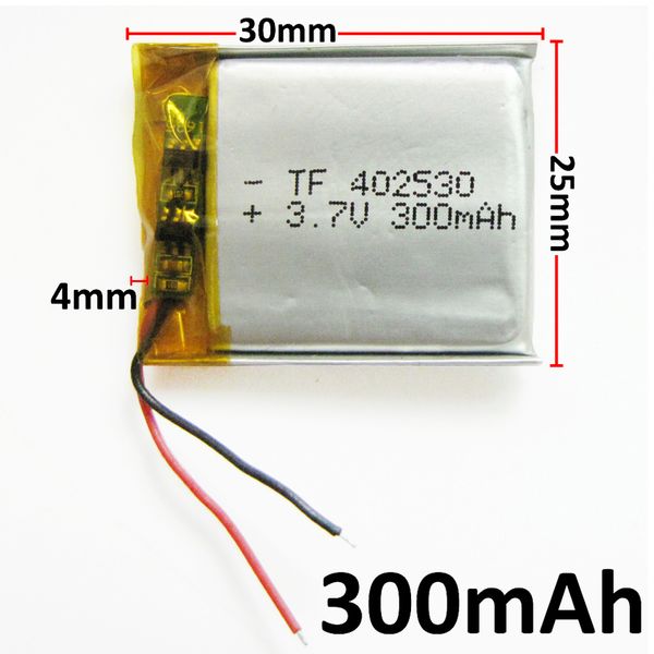 Großhandel 3,7 V 300 mAh Lithium-Polymer LiPo Li-Ionen-Akku Zellen Leistung für MP3 MP4 Kopfhörer DVD Handy Kamera PSP 402530