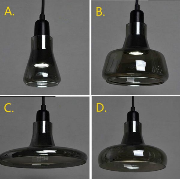 Lampade a sospensione industriali Lampadario con paralume in vetro fumé Lampada da cucina moderna con apertura a sospensione - 1 luce 110 V 220 V