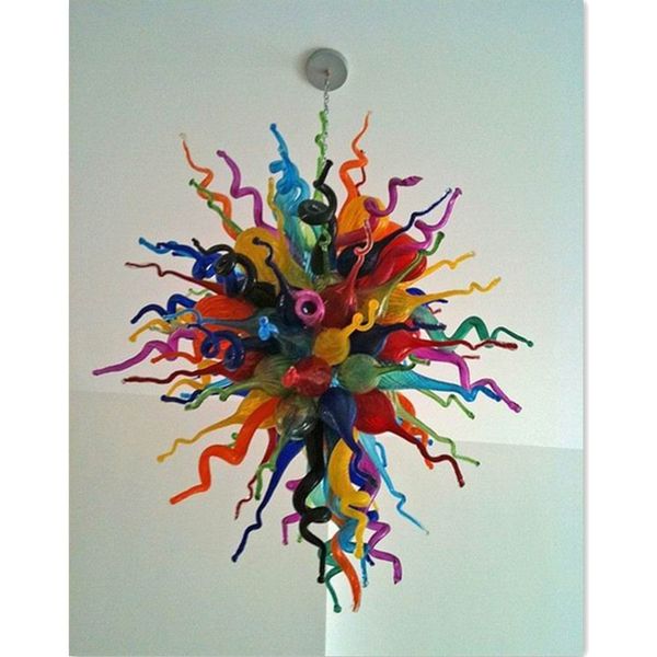 

hanging chain multi color blown glass chandelier lightings led bulbs indoor lighting candy bar decoration -girban