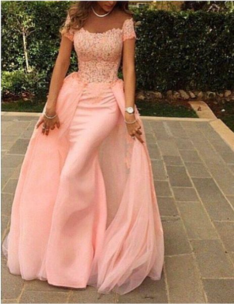 

2017 elegant long prom dress mermaid scalloped cap sleeve lace floor length pink arabic style evening dresses custom made, Black