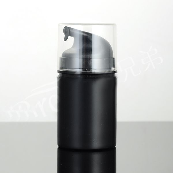 

wholesale- 50ml black transparent plastic airless lotion bottle with black airless pump ,transparent lid used for cosmetic packaging