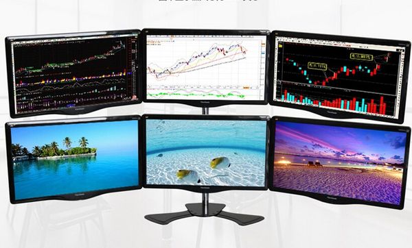 Supporto per monitor LCD da tavolo a cremagliera per display da tavolo a sei schermi con giunzione universale per stock Wagner