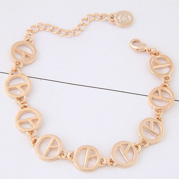 

rose gold/silver plated peace pendant bracelet & bangles one direction bijoux bracelets for women brand jewelry, Golden;silver