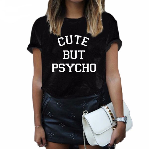 

mujer femme t summer womens camiseta psycho but o 2017 shirt tee shirt women cute neck olmam, Black
