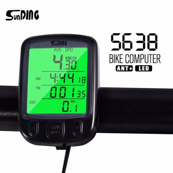 

Sunding d 563b waterproof lcd di play cycling bike bicycle computer odometer peedometer cycling peedometer with green lcd backlight