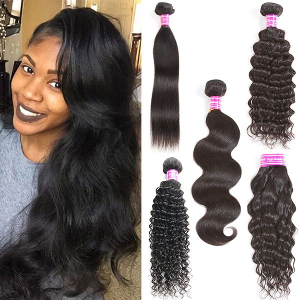 Peruvian Brazilian Virgin Hair Body Wave Straight Deep Curly Mix