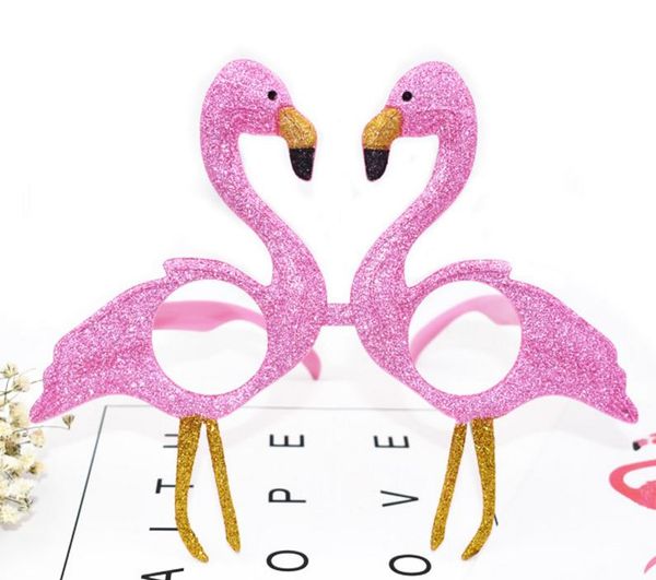 Flamingo Kokteyl Hawaiian Yenilik Güneş Gözlüğü Süslü Elbise Tropikal Plaj Gözlükleri Düğün Doğum Tavuk Partisi Pembe Glitter Karnaval Prop Favor