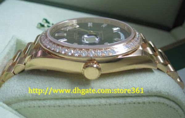 

store361 new arrive watches automatic mens watchesii 40mm president 18kt yellow gold black baguette dial 228348, Slivery;brown