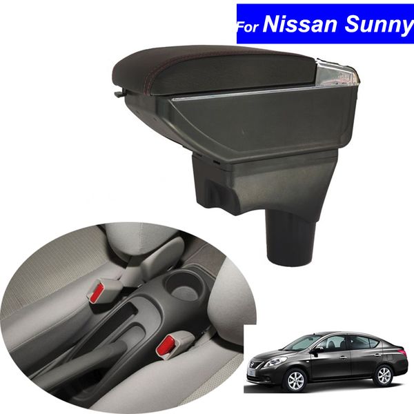 Leather Car Center Console Armrests Storage Box For Nissan Sunny 2011 2012 2013 2014 2015 2016 2017 Dashboard Decorations For Car Decorate Car