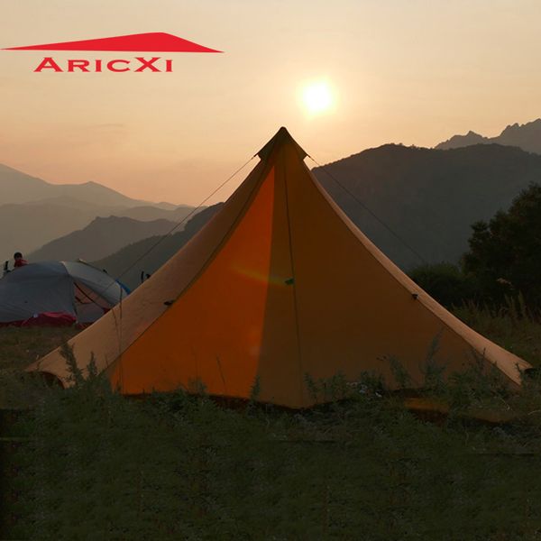 

wholesale- ultralight camping tent 3-4 person outdoor 20d nylon both sides silicon coating rodless pyramid large tower tent