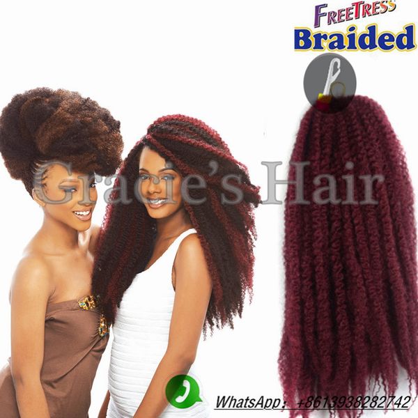 Afro Kinky Synthetic Braiding Hair Burgundy 18inch 118 Afro Kinky