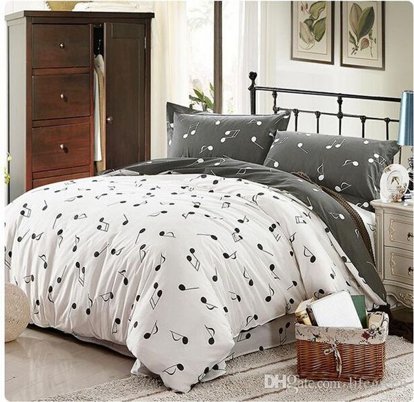 Wholesale 100 Cotton Modern Pink Grey Music Note Bedding Bed