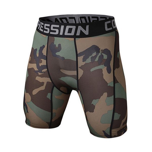 

wholesale-new camouflage quick dry men tight skin compression shorts 9 colors style comfortable, White;black
