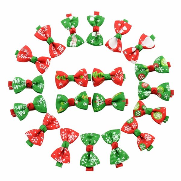 

wholesale- 20pcs/lot cute girls baby ribbon bow hair clip kids bowknot hairpin children hair accessories boutique christmas ornaments 636, Slivery;white