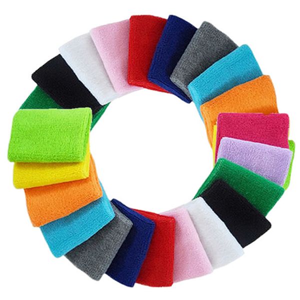 

wholesale- 100 pieces cotton wristband tennis jogging basketball football sweatband sports wrist band color mix