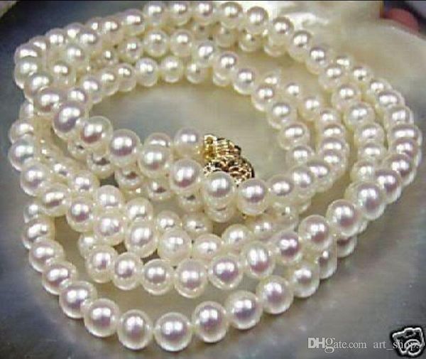 

beautiful 7-8mm white akoya cultured pearl necklace 25", Silver