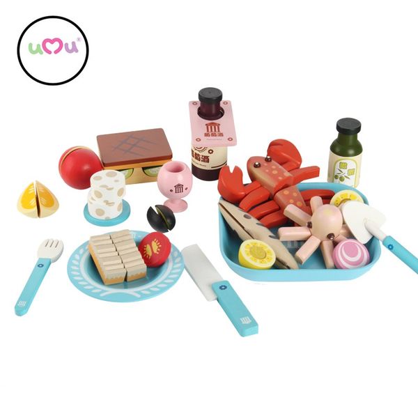 

wholesale- [umu] children's wooden toys firl flavor of the aegean sea kitchen cooking utensils cutlery sets play house educational toys