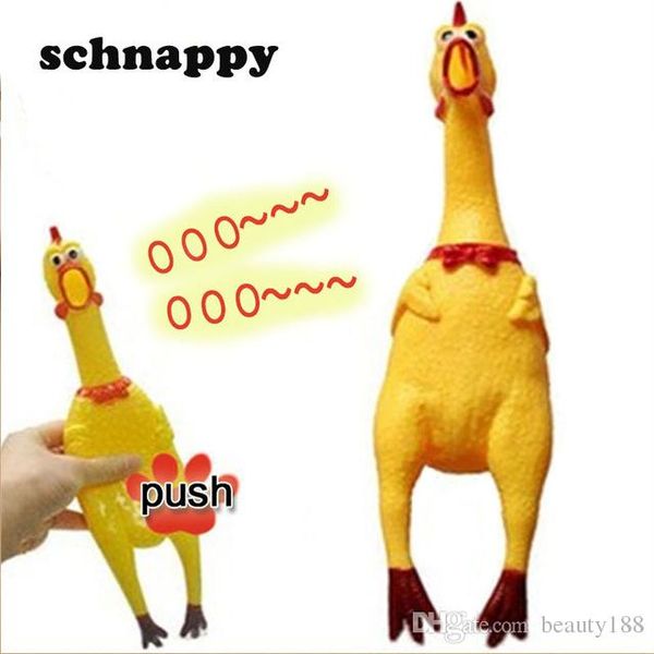 

funny gadgets 32cm novelty yellow rubber dog toy fun novelty squawking screaming shrilling rubber chicken for kids