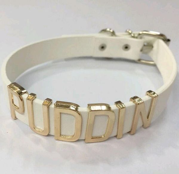 

new letters jewelry harley quinn puddin choker suicide squad collar necklace alloy leather neck torque ing, Golden;silver
