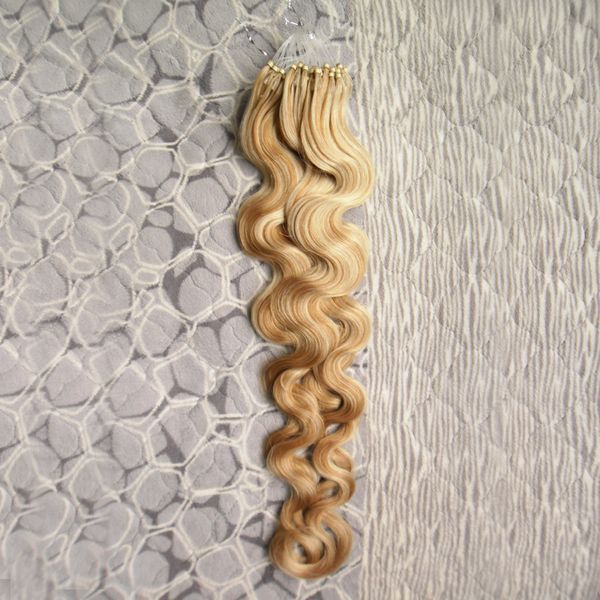 Blondes menschliches haar piano color 27/613 1g 100g 7A Micro Loop Brasilianische Erweiterungen Körperwelle Micro Loop Menschenhaarverlängerungen