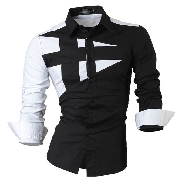 

2019 spring autumn features shirts men casual jeans shirt new arrival long sleeve casual slim fit male shirts 8397, White;black