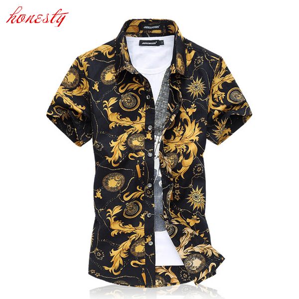 

wholesale- men short sleeve floral dress shirt plus size -6xlsummer slim fashion cotton blouse casual business social shirts sl-e518, White;black