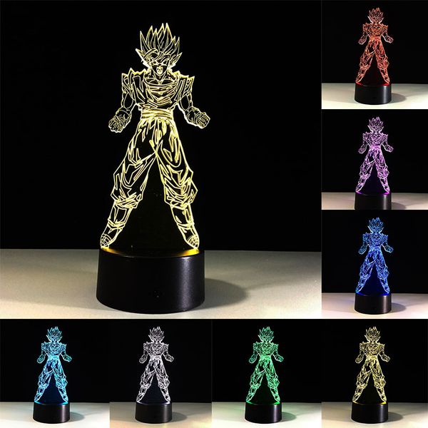 

Dragon Ball Z Super Saiyan Goku 3D LED настольная лампа сенсорный красочные 7 изменение цвета акри