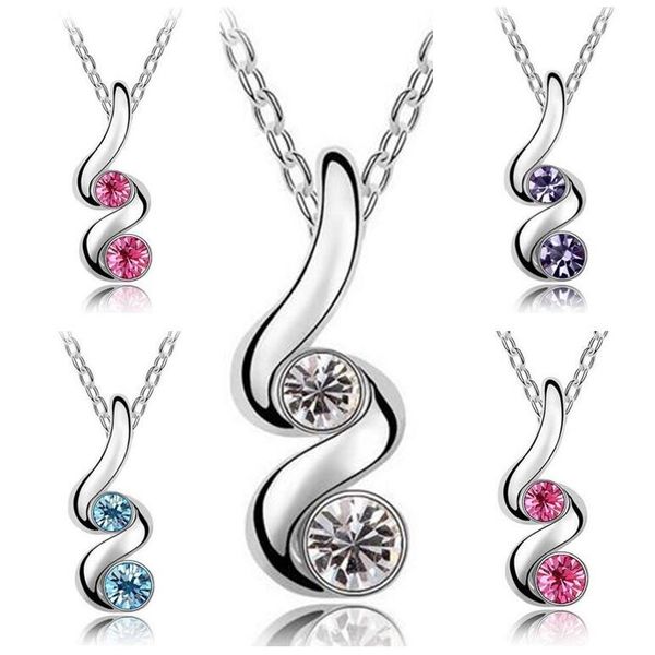 

новый австрийский хрусталь бутоны ожерелье женщин сплава короткий пункт украшения wfn091 (с цепочкой) смешать порядка 20 штук много, Silver