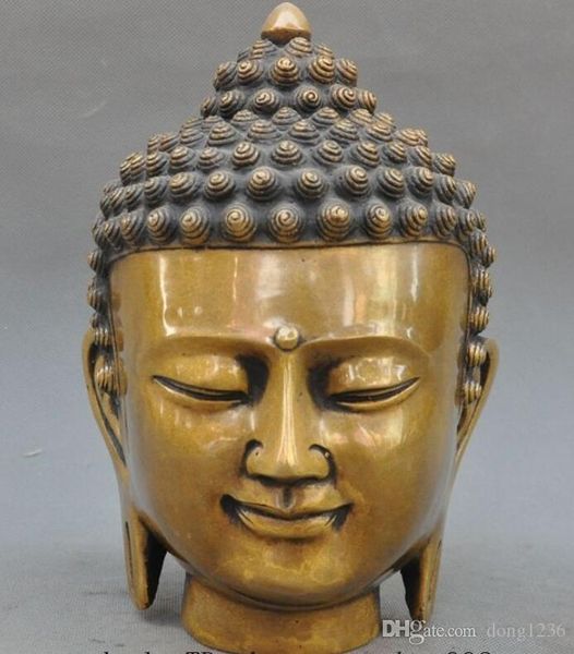 Vecchio Tibet buddismo Fane bronzo sakyamuni Shakyamuni Amitabha testa di Buddha Statua