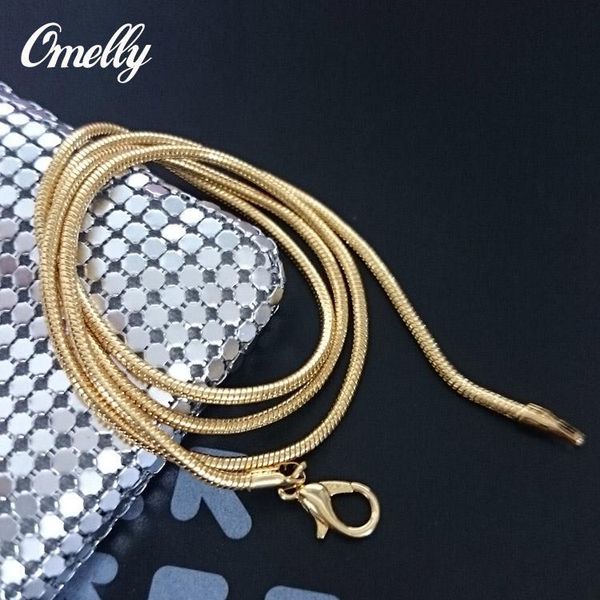 

african india style 18k gold plated 2mm snake chains golden necklace 18/20/22/24 inches clasps pendant necklace chains in bulk cheap, Silver