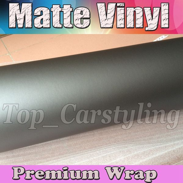 

matte metallic grey vinyl car wrap film with air release gray matt vinyl for vehicle wrapping covering foil 1.52x30m/roll (5ftx98ft