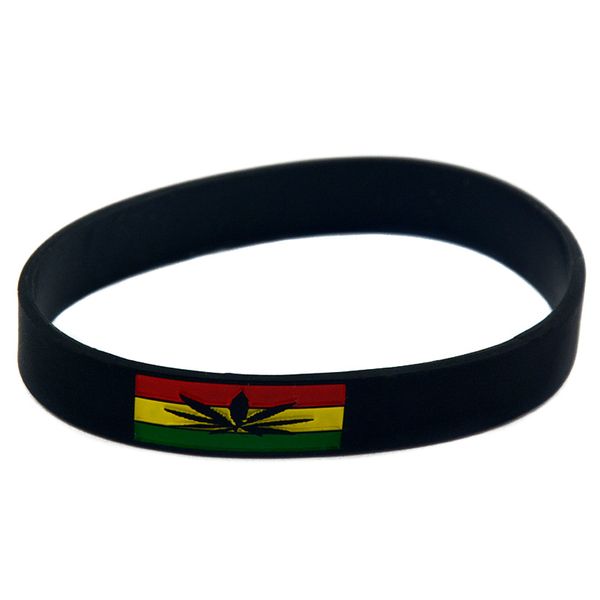

100pcs jamaica spirit silicone rubber bracelet 1/2 inch wide flexible and strong great for dairly wear, Black