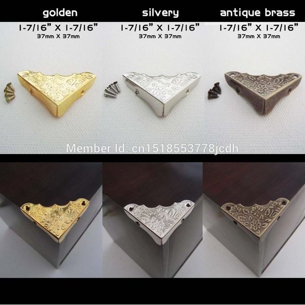 

wholesale- 12pc metal decorative jewelry chest wine box wooden table desk picture p frame furniture edge corner protector guard +screws