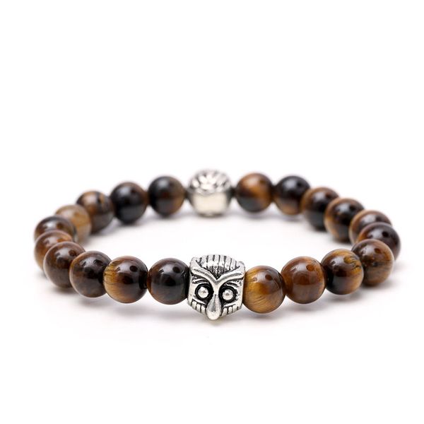 

new arrivals fashion charms men bracelet jewelry stone owl bead gift bracelets for women, Black