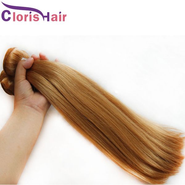 27 Malaysian Silky Straight Human Hair Weave Bundles Honey Blonde