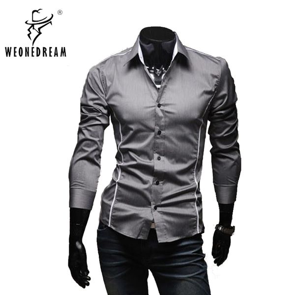 

wholesale- 2017 new arrival mens shirts casual slim fit male long sleeve shirts camisa social masculina dress shirts for man 3 colors, White;black