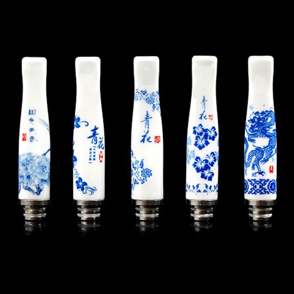 

510 Beautiful Ceramic Drip Tip Chinese Style Mouthpiece Flower Drip Tips 510 Long Drip Tip for E Cigarette Atomizer DHL Free