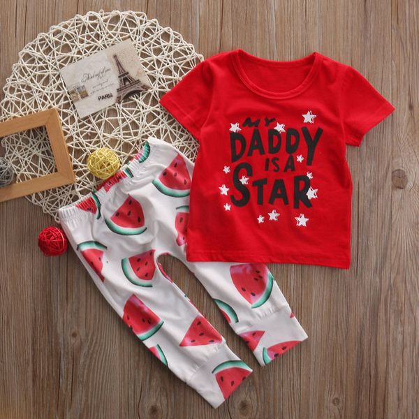 Pantalons Tenues Ensemble Alphabet Print Nouveau-né bébé garçon vêtements T-shirt Tops