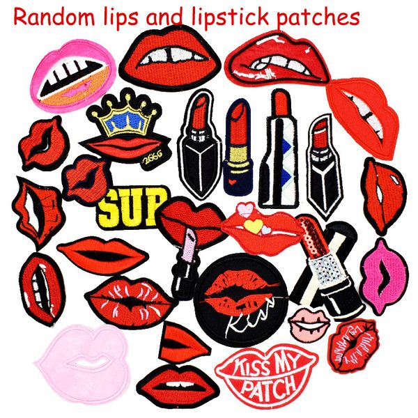 10 Stück zufällige Diy Lippen Kusszähne Patches für Kleidung Eisen bestickt Kuss Patch Applikation Eisen auf Patches Nähzubehör Abzeichen