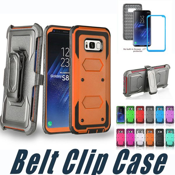 Custodie per cellulari Armor Hybrid Defender Custodia con cavalletto con clip da cintura e cover per schermo per iPhone X XS Max Xr 8 7 6 Plus 5 Alcatel Idol4 Fierce4 TUR BLU R1 HD 6P35